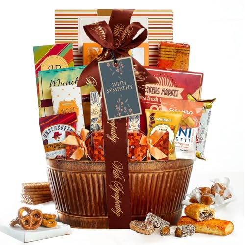 Image of Broadway Basketeers Sympathy Gift Basket – Bereavement & Condolences Care Package, Thoughtful Food Delivery for Loss of Loved One, Comforting Box Present