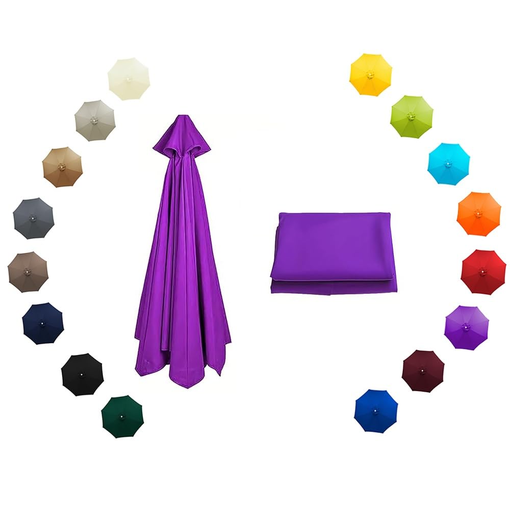 6 Arms/8 Arms Patio Umbrella Replacement Canopy, 8ft 9ft 10ft Garden Parasol Covers, UV Protection Replacement Fabric for Market Table Umbrella(Purple,300cm/10ft-6ribs)