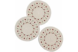 3-Piece 100% Cotton Thread Weave Strawberry Kitchen Decor Pot Holders Set