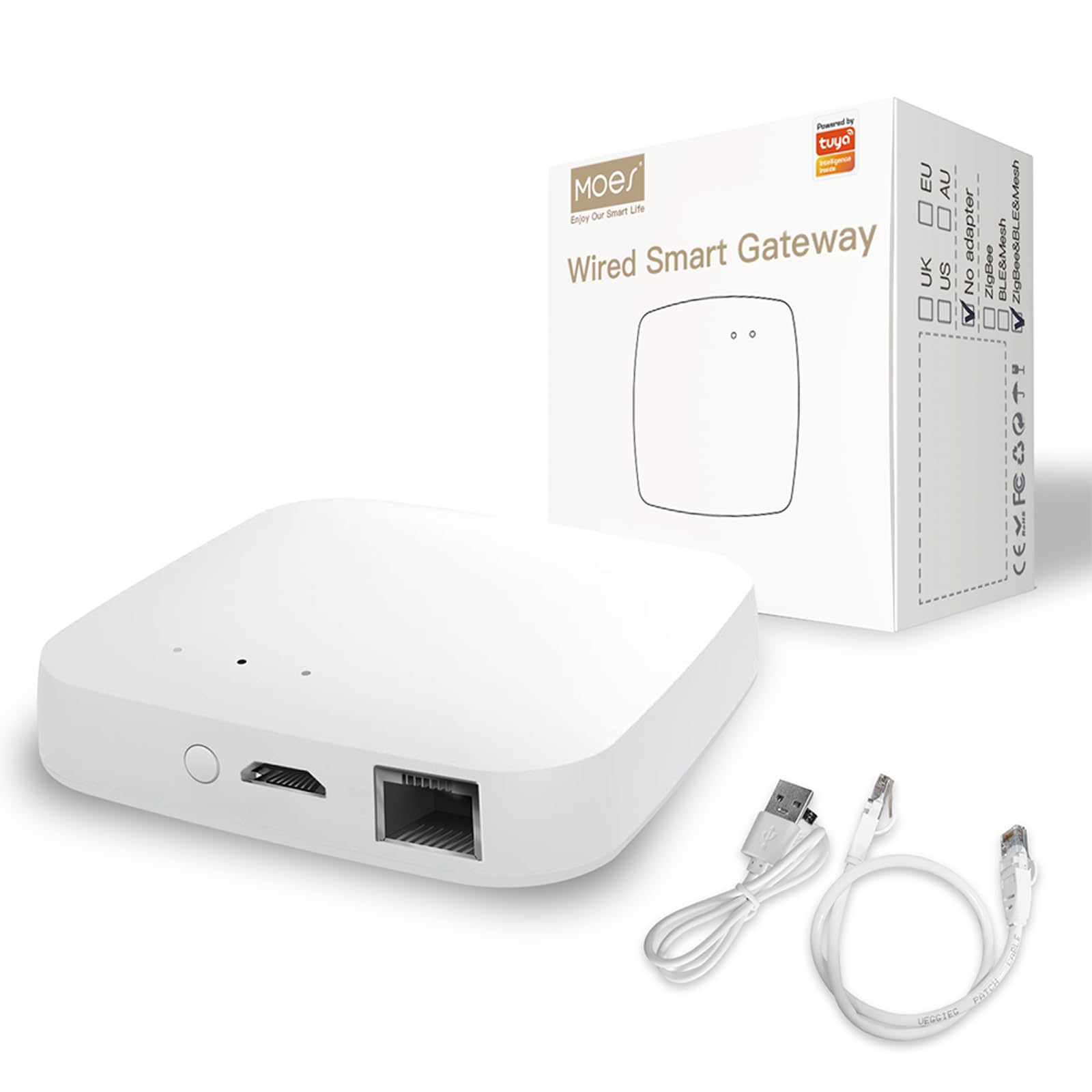 ZigBee 3.0 & Bluetooth & Mesh Hub Only Support Tuya Device Work with Smart Life App, Intelligent Bridge Wired Smart Home Gateway Voice Control via Alexa, Google Home, 2.4GHz WiFi