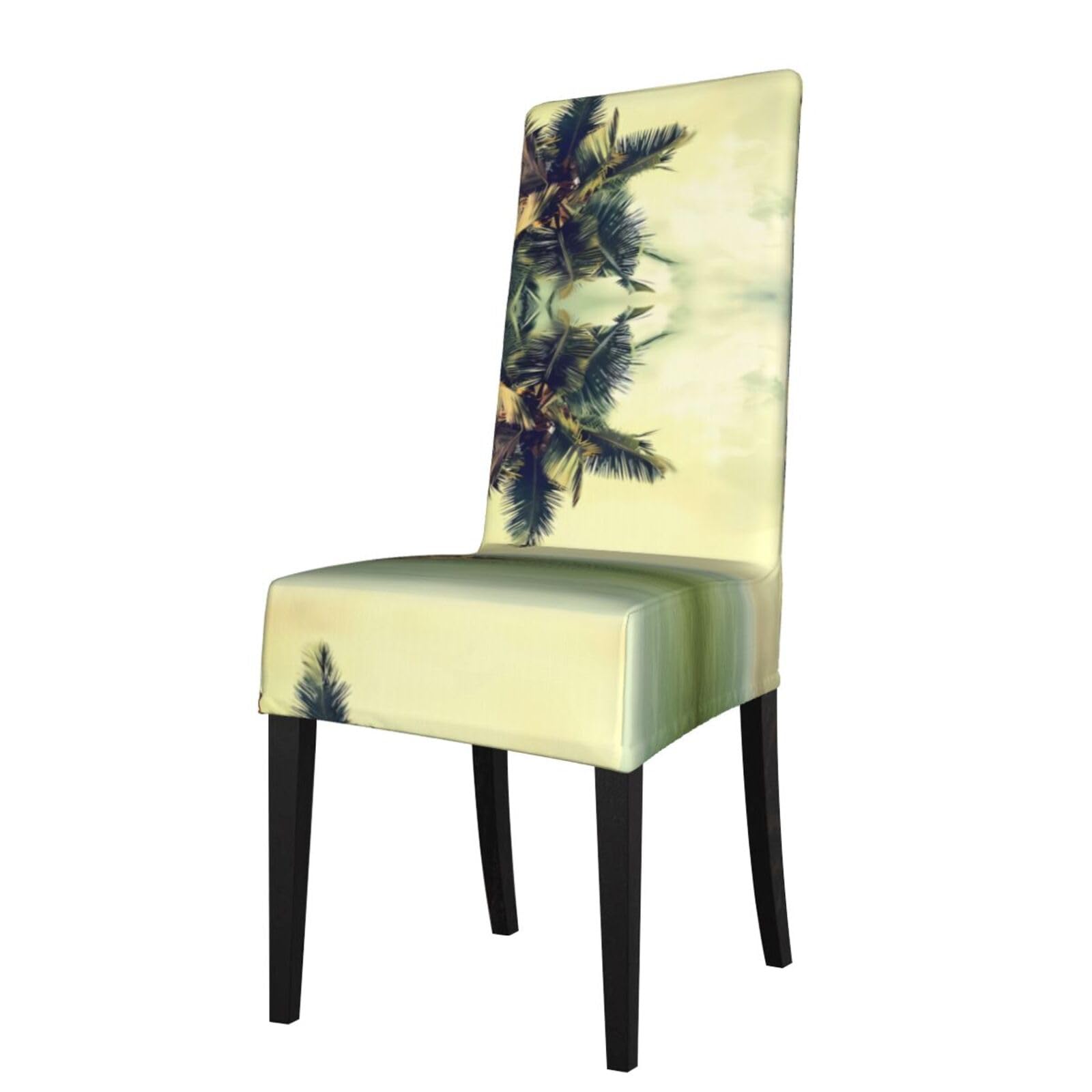 YYHWHJDE Palm Tree Rocky Shore Prints Protection Cover for Dining Chair – Stretch Slipcovers for a Fresh, Refreshed Dining Room Look!