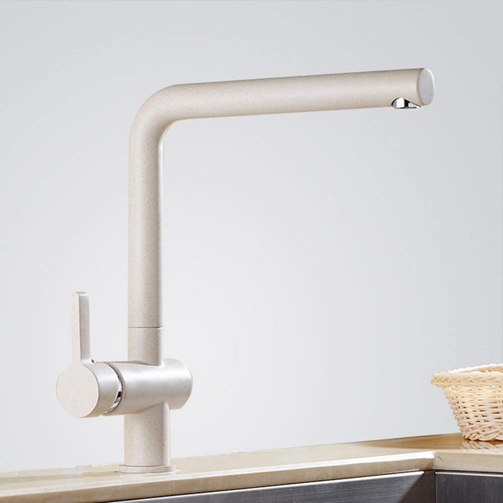 ZYCHSJXA Kitchen Sink Faucets Black∕Chrome∕White∕Oat Brass Swivel Taps Hot and Cold Wash Basin Mixer Water Torneira Cozinha,Oat