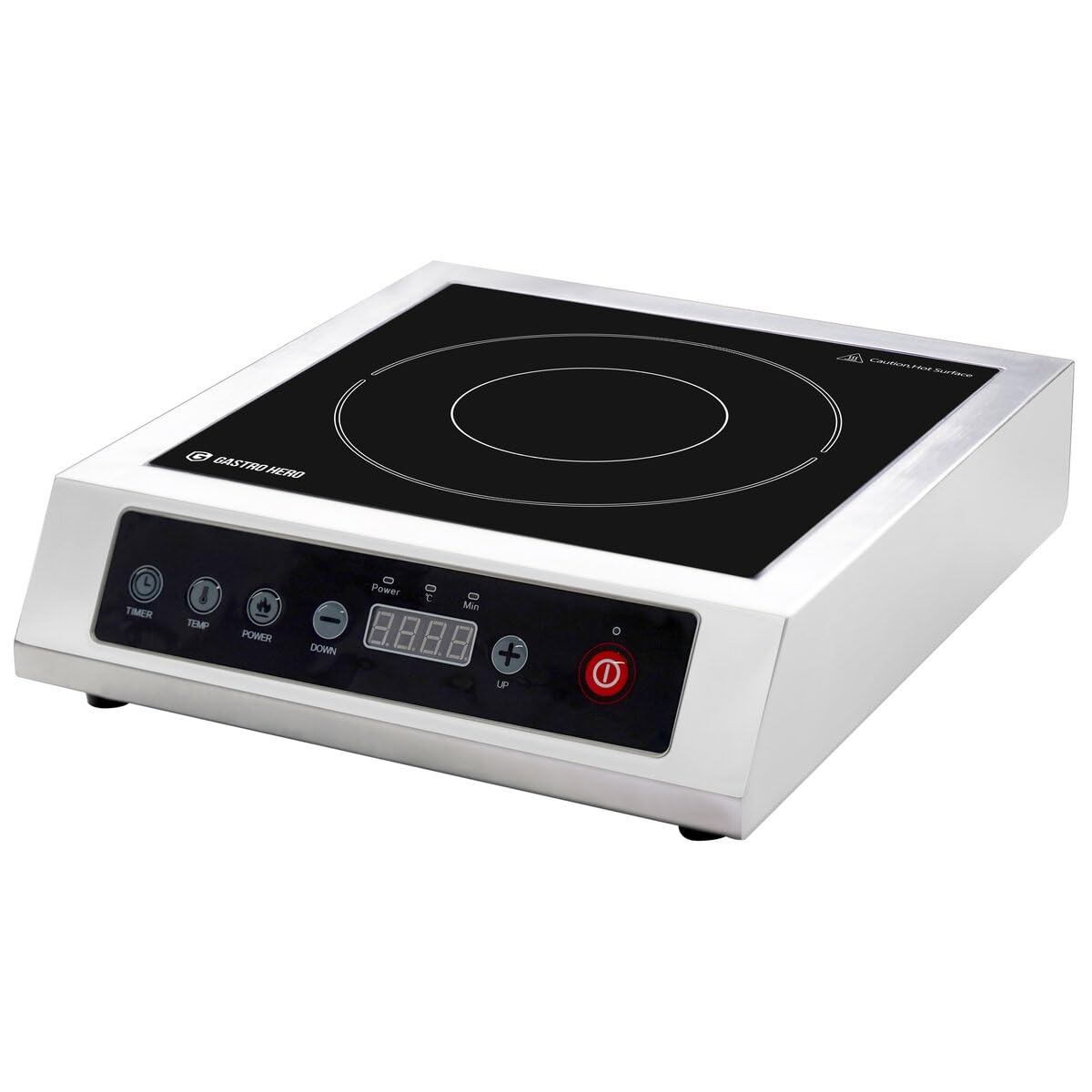 GastroHero Induktionskochfeld ECO 3500 W Induktionsplatte Touch Kochfeld Einzelkochzone Edelstahl Glas Induktionsherd Timer 60–240 °C Gastro Küche