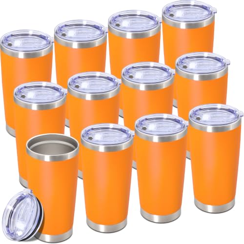 Image of 20oz Tumbler Insulated Tumblers Vacuum Coffee Mug with Lid Orange 12Pack