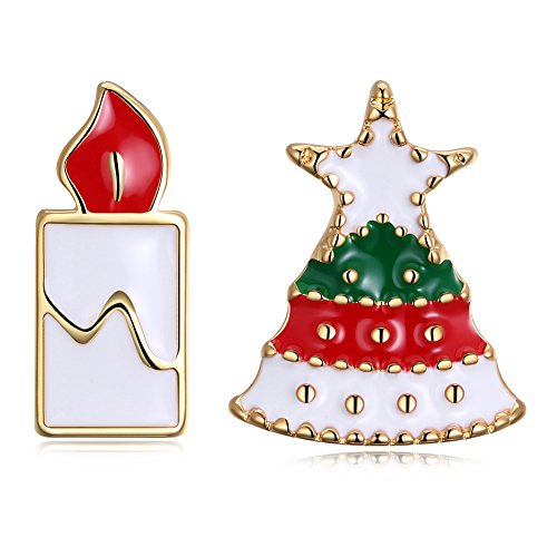 LEKANI Pendientes Mujer Stud,Pendientes De Vela De Árbol De Navidad Que Gotean De Navidad Pendientes De Cobre Tricolor (Amarillo; Rojo; Blanco),Amarillo