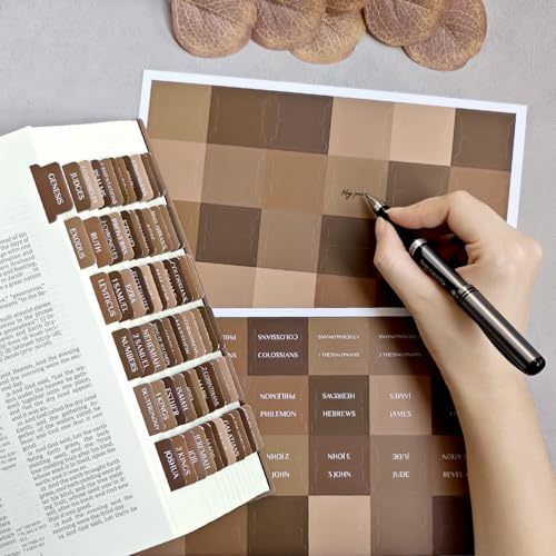 Uzriyl Guias da Bíblia, Materiais de Estudo da Bíblia, Abas de Diário Bíblico Marrom Laminado para H