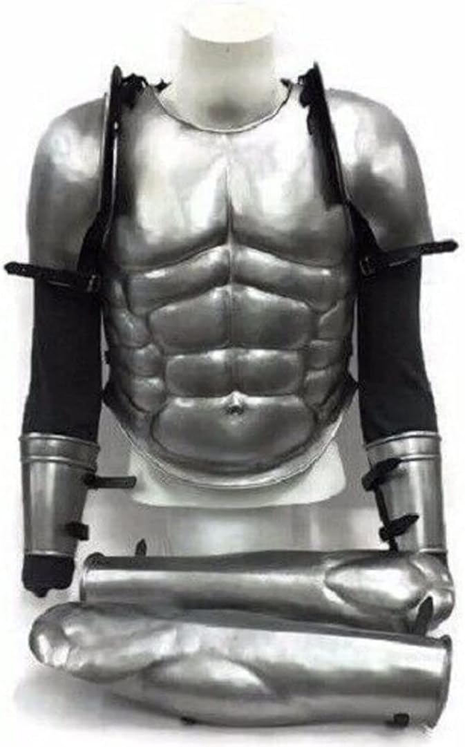 Medieval Greek Classical LARP Armour Set ~ Spartan Muscle Leg Guard Set Pauldron Bracers ~ Armor Halloween Costume