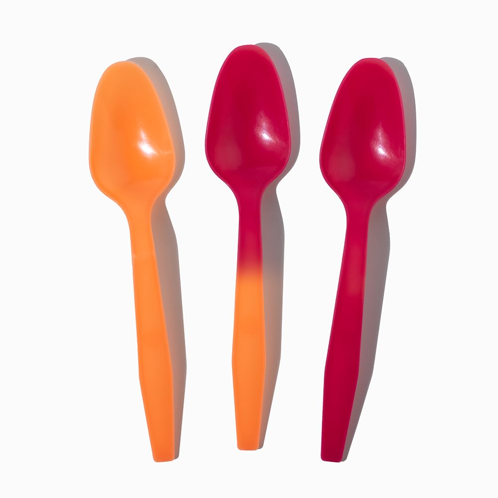 1000-Count Crazy Color Changing Spoons Orange to Red | Disposable Dessert Spoons for Ice Cream | Frozen Dessert Supplies