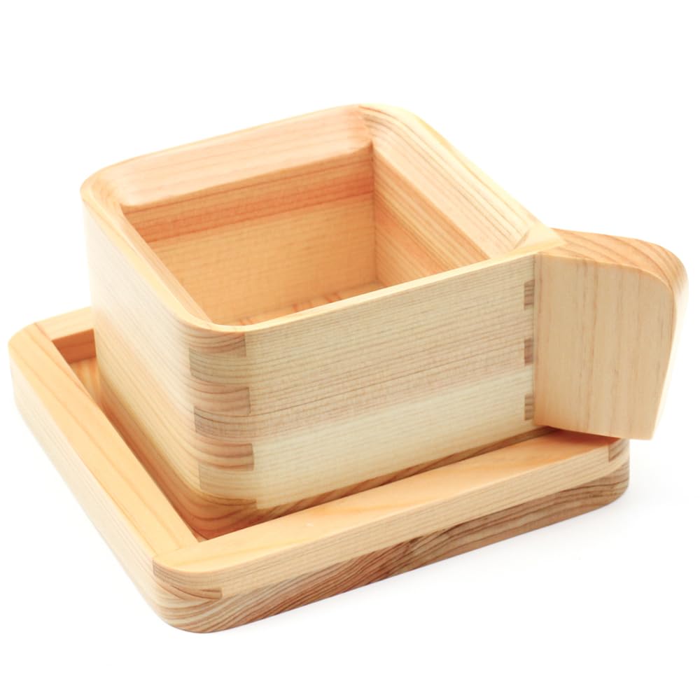 Koji USA Masu Cup and Saucer Set Handmade Hinoki Cypress Wooden Drinkware Made in Japan
