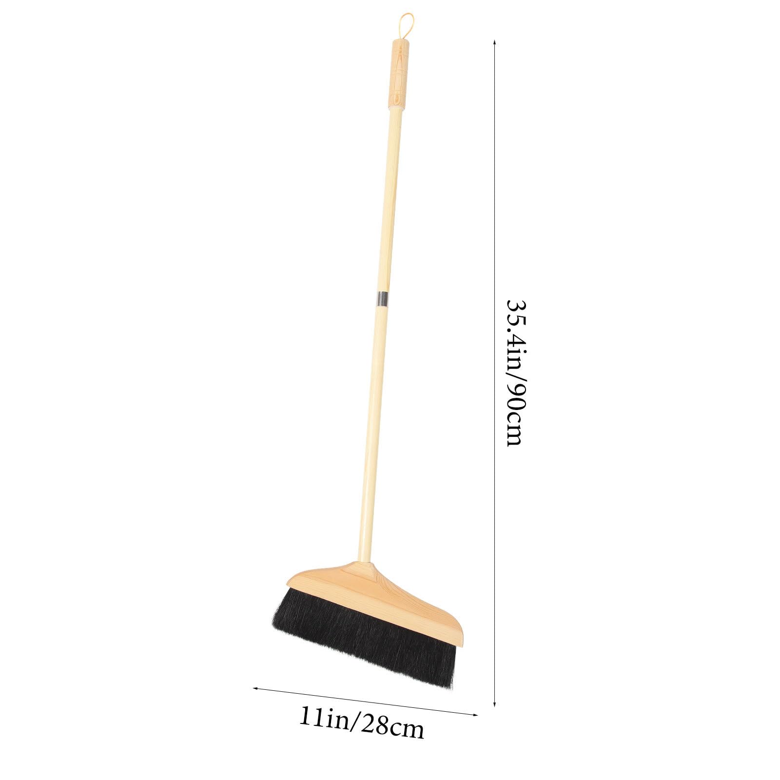 Scopa con setole morbide e manico lungo, 90 cm, ideale per interni ed esterni, per tappeti, piastrelle e pulizia, struttura in legno resistente