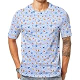 Hawaiian T Shirt for Men Crew Neck Casual Summer Beach Short Sleeve Tee Shirts Sailboat Rudder Starfish Shell Tropical Floral Printed Holiday Vacation Tops