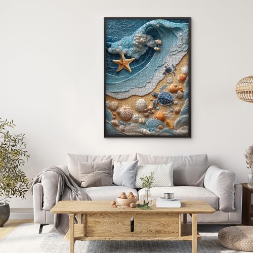 PICKFORU Beach Puzzles for Adults 1000 Pieces, Ocean Wave Seashell Puzzle Turtle, Unique Coastal Seaside Puzzle Challenge Wall Art Decor miniatura 3