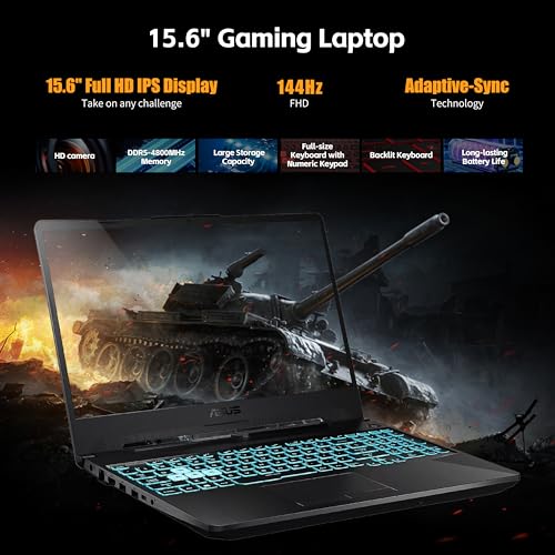Computer portatile da gioco TUF A15, processore AMD Ryzen 7 7435HS, NVIDIA GeForce RTX 3050, display Full HD da 15,6 pollici, RAM DDR5 da 16 GB, SSD da 512 GB, tastiera retroilluminata, Windows - Notebook - Immagine 2
