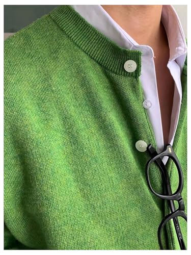 Floerns Men's Drop Shoulder Long Sleeve Button Down Crewneck Cardigan Sweater4