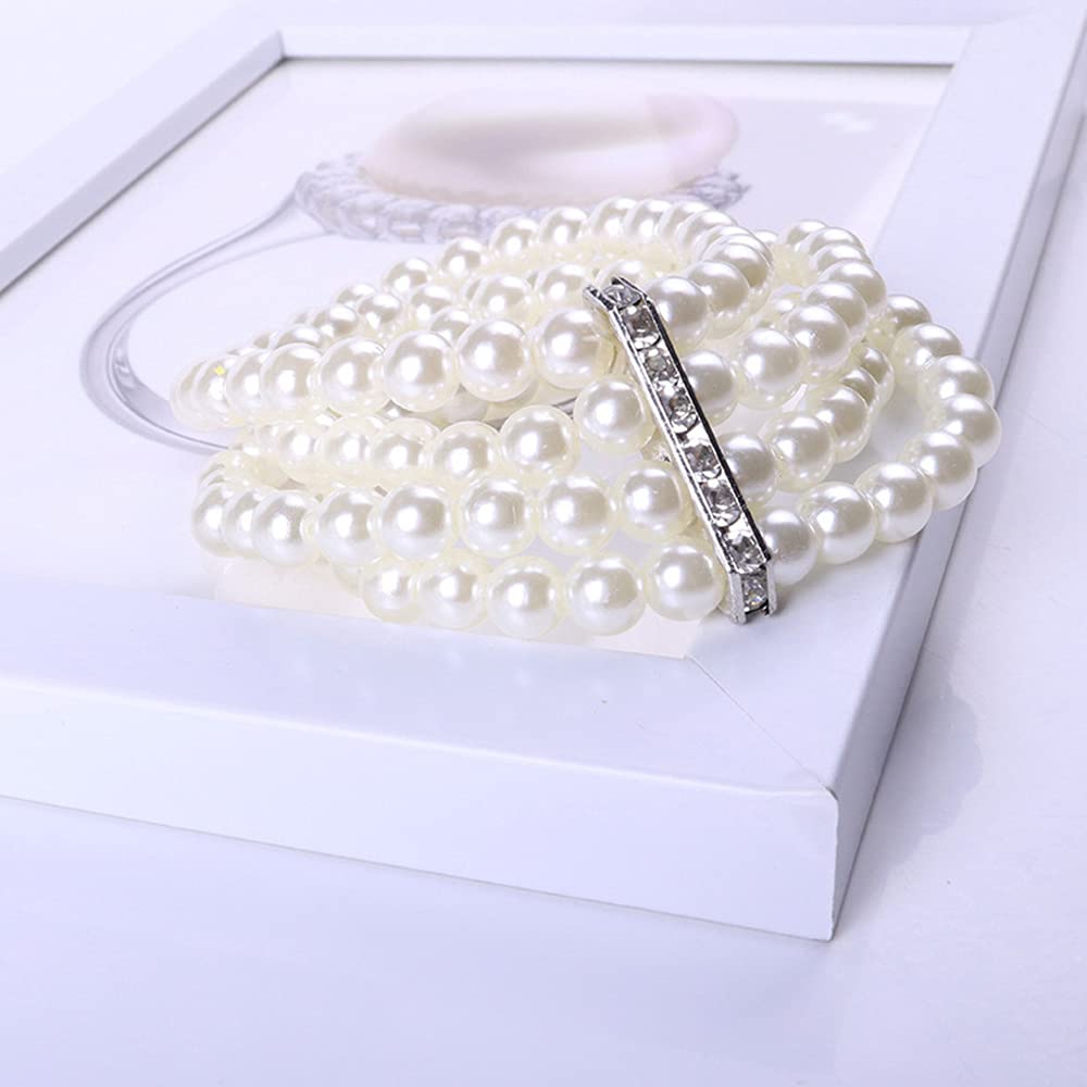Amazon.com: Asphire Vintage Faux Pearl Bracelet 4-Row Pearl