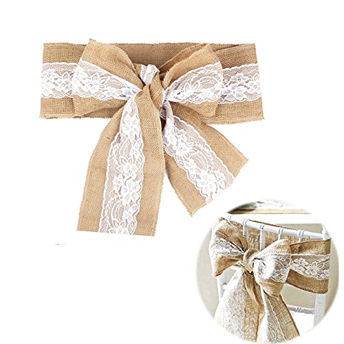 Aokbean 4 Pcs Burlap Lace Sash Set Burlap Table Runner Chair Sash Table Sashes Bows Party Decoration For Rustic Wedding Centerpieces And Bridal Showers Diy Crafts 6X108 Inch #TOP19