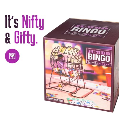Royal Bingo Supplies Jumbo 12" Tall Bingo Game Set for Adults, Seniors, Family & Kids - 100 Cards 500 Chips 75 Balls, XL Roller Cage & Board – Image 7