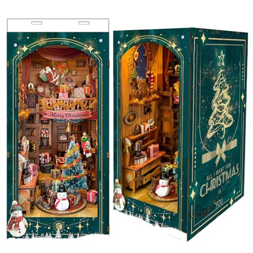TOPBSFARNY DIY Book Nook Kit, DIY Dollhouse Booknook Bookshelf Insert Decor, 3D Wooden Puzzles with LED, Halloween Christmas Birthday Gift Home Decor for Adults