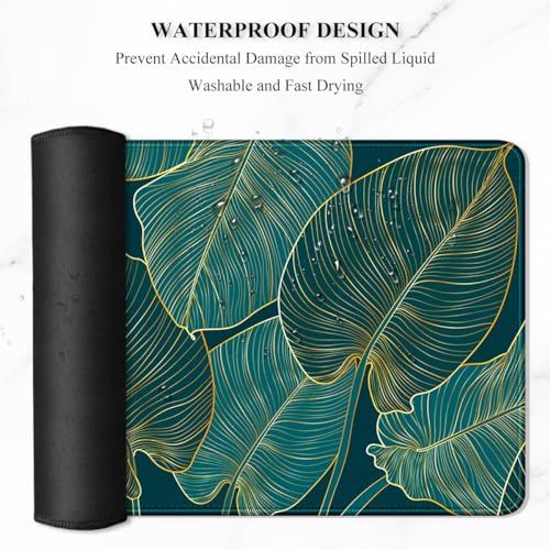 Image of Auhoahsil Extended Mouse Pad, XXL Gaming Mouse Pads, Large Big Mousepad Laptop Computer Keyboard Mat Desk Pad with Non-Slip Base Stitched Edge for Gaming Office, 31.5 x 15.7 inch, Tropical Leaves