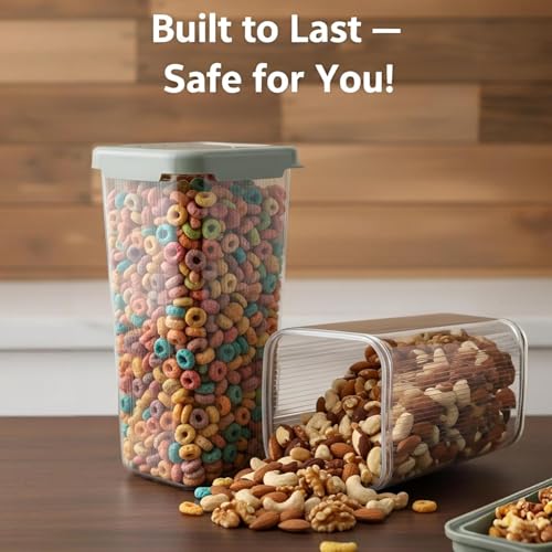 Image of Raawan Plastic Storage Containers Set for Kitchen | Leak-Proof Pantry Organizers for Grains, Pulses, Cereals, and Dry Fruits | Durable, Space-Saving Design (2, 1800)