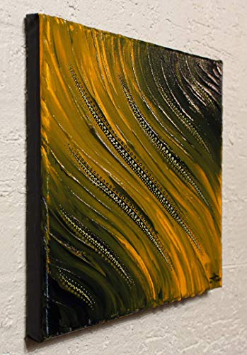 Tableau contemporain fluide jaune 20x20 cm pour deco - 3