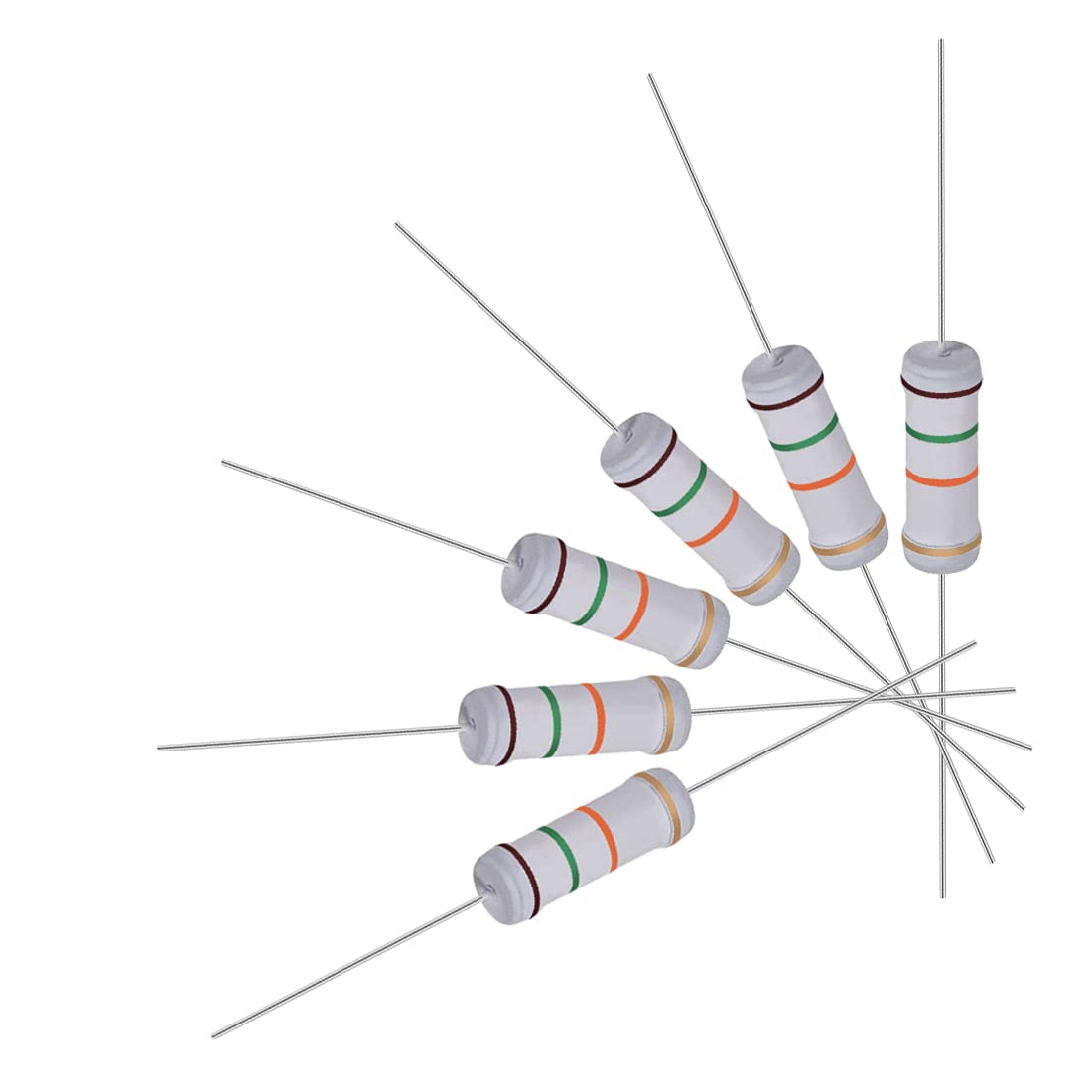 uxcell 20Pcs 15K Ohm Resistor, 3W 5% Tolerance Metal Oxide Film Resistors, Lead, Flame Proof for DIY Electronic Projects and Experiments