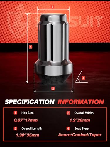 Image of Sposuit 24 Pcs M12x1.25 Chrome Spline Lug Nuts, 19mm Hex, for Nissan | Compatible with Nissan 1998-2024 Frontier, 2004-2024 Titan(NOT XD), 1987-2014 Pathfinder, 2000-2015 Xterra, with 1 Socket