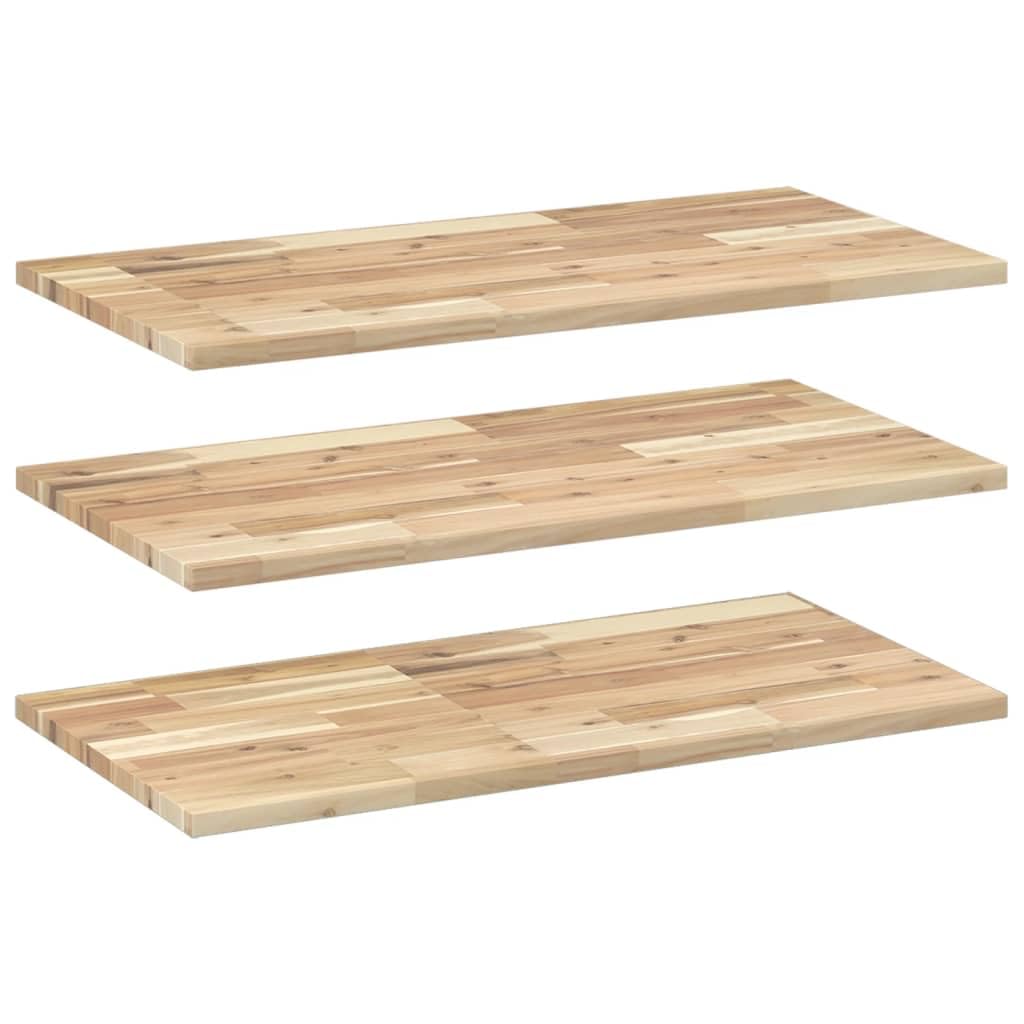 Pływające półki z drewna akacjowego 3 sztuki nieobrobione 100 x 40 x 2 cm na ścianę, praktyczne i dekoracyjne przechowywanie do kuchni łazienki salonu sypialni gabinetu garażu