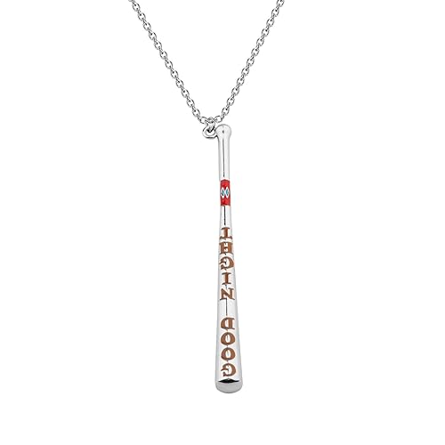 CHOORO Harley Quinn Necklace Good Night 3D Golden Baseball Bat Joker Pendant Suicide Squad Goals Charm DC Comics Fans Gift (Baseball-nk-S)