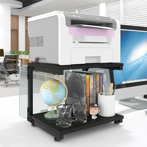 Puncia Soporte Para Impresora Escritorio 2 Niveles Mueble Impresora Mesa De Impresora Organizador Almacenamiento Estante En El Escritorio Copiadora Escáner Oficina Escuela Hogar Negro