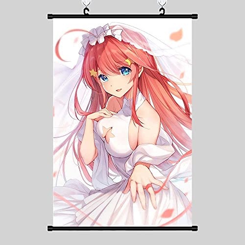LUALU The Quintessential Quintuplets Nakano Itsuki Anime Hanging Pictures, Art Painting Wall Scroll Poster for Home Decoration Exhibition Gifts for Kids Adults Waterproof Canvas Easy Clean