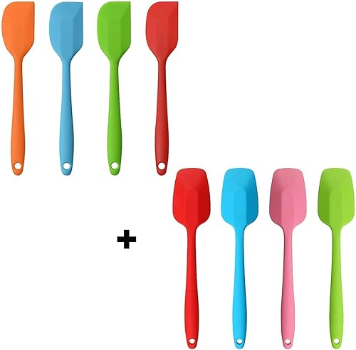 Miniatura 1 de 4 espátulas de silicona de 11 pulgadas + 4 espátulas de cuchara de 10.6 pulgadas