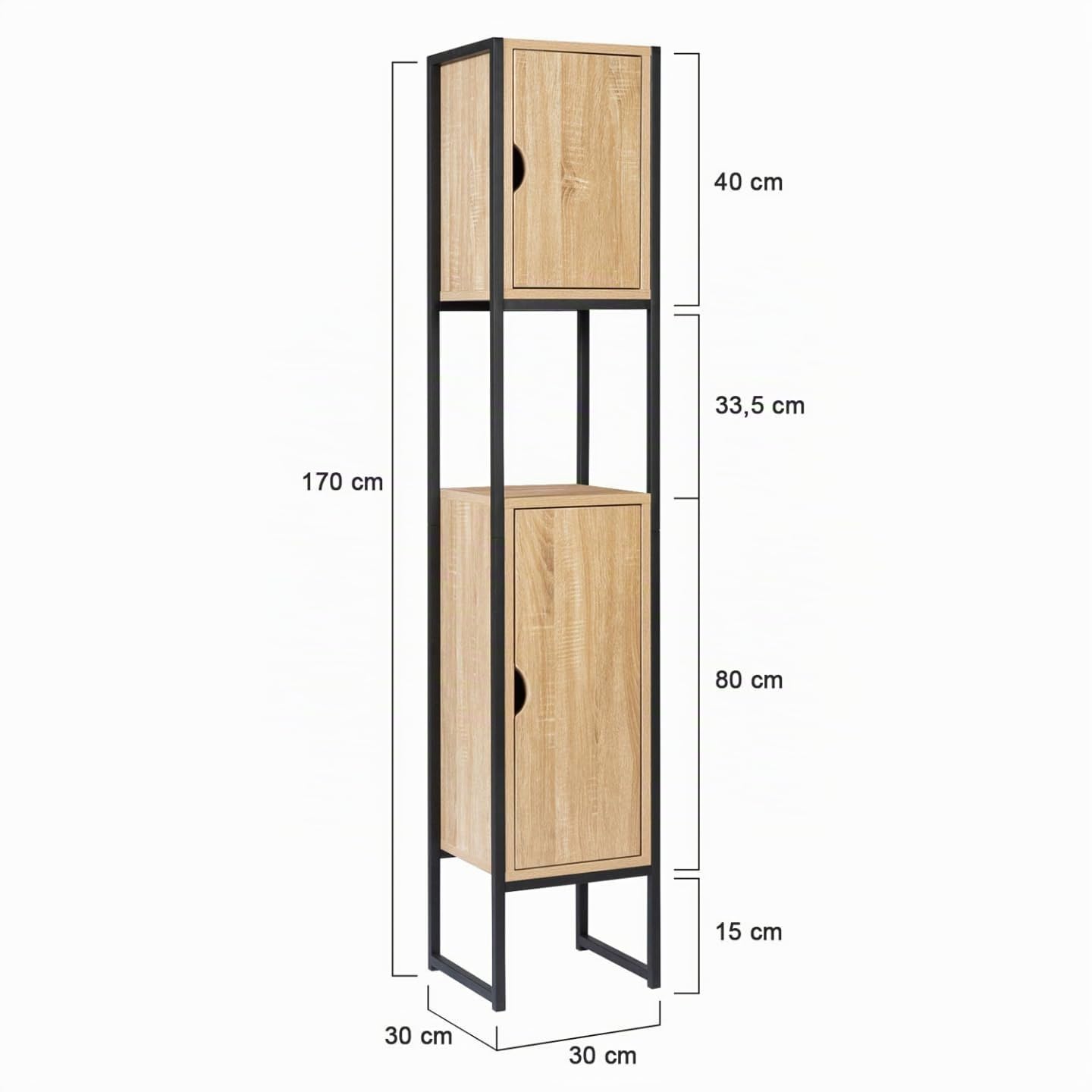 IDMarket – Mueble columna baño DETROIT 2 puertas diseño industrial