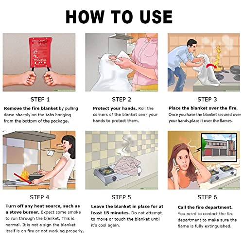 Fire Blanket Fire Guardian Blanket And Fire Blanket Fire Suppression Blankets For Kitchen, Bedroom, People- Energency Safety (40"X40") (White (1Pack)) #TOP2