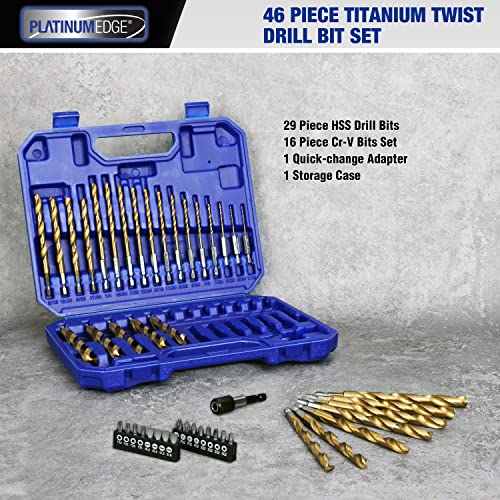 Platinumedge 02-109 46 Pieces Titanium Twist Drill Bit Set With Cr-V Bits, Hex Shank Drill Bit Set thumb #8
