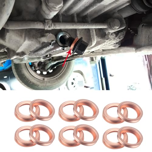 Image of 12PCS Copper Oil Drain Plug Gasket Crush Washers Seal, 11026-01M02 Car Parts Engine Oil Crush Washers Replacement for Nissan /Infiniti Rogue Sentra Xterra Altima Frontier Armada Jukes 350Z G35