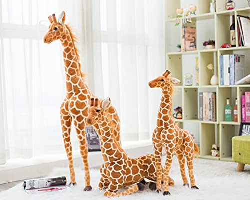 Hengqiyuan Riesen Giraffe Kuscheltier Groß Plüschtier Puppe Deko Geschenk Kinder Spielzeug XXL Braun Gelb,120cm