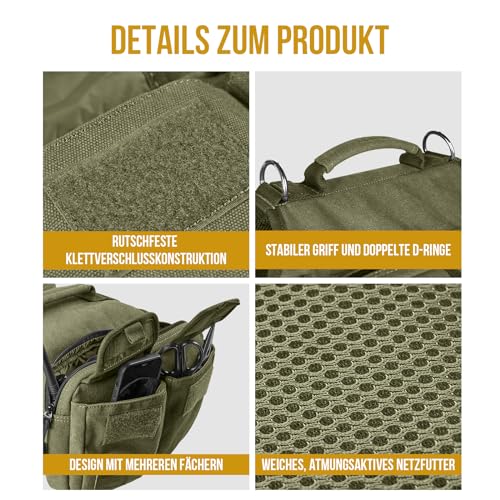 OneTigris Hundegeschirr mit Tasche, Hoppy Camper 3.0 Camping Wandern Hunderucksack für für Mittlere/Große Hunde, Rucksack für Hunderücken 2 Haupttaschen 4 Nebentaschen - Grün L