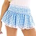Miutii Womens Lace Hem Short Gingham Schoolgirls Miniskirt Pleated Sissy A-line Skirt Lingerie Light Blue A X-Small