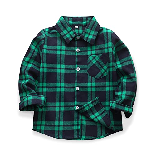 Image of OCHENTA Men's & Boys Flannel Shirts Button Down Long Sleeve Plaid Shirt Family Matching Outfits
