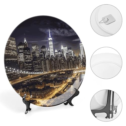 Plato decorativo de porcelana Bone China estilo New York Night 6 pulg miniatura 4