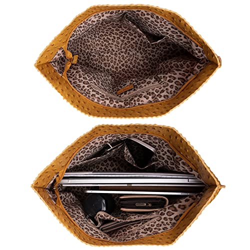 Image of Milan Chiva Tote Bag for Women with Zipper Large Ostrich Vegan Leather Shoulder Purses and Handbags