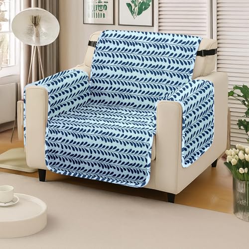 Image of amazon basics Printed Quilted Reversible Sofa Topper | 1 Seater | 175Cm X 60Cm | 325 GSM | Color - Navy Blue, Polyester Blend