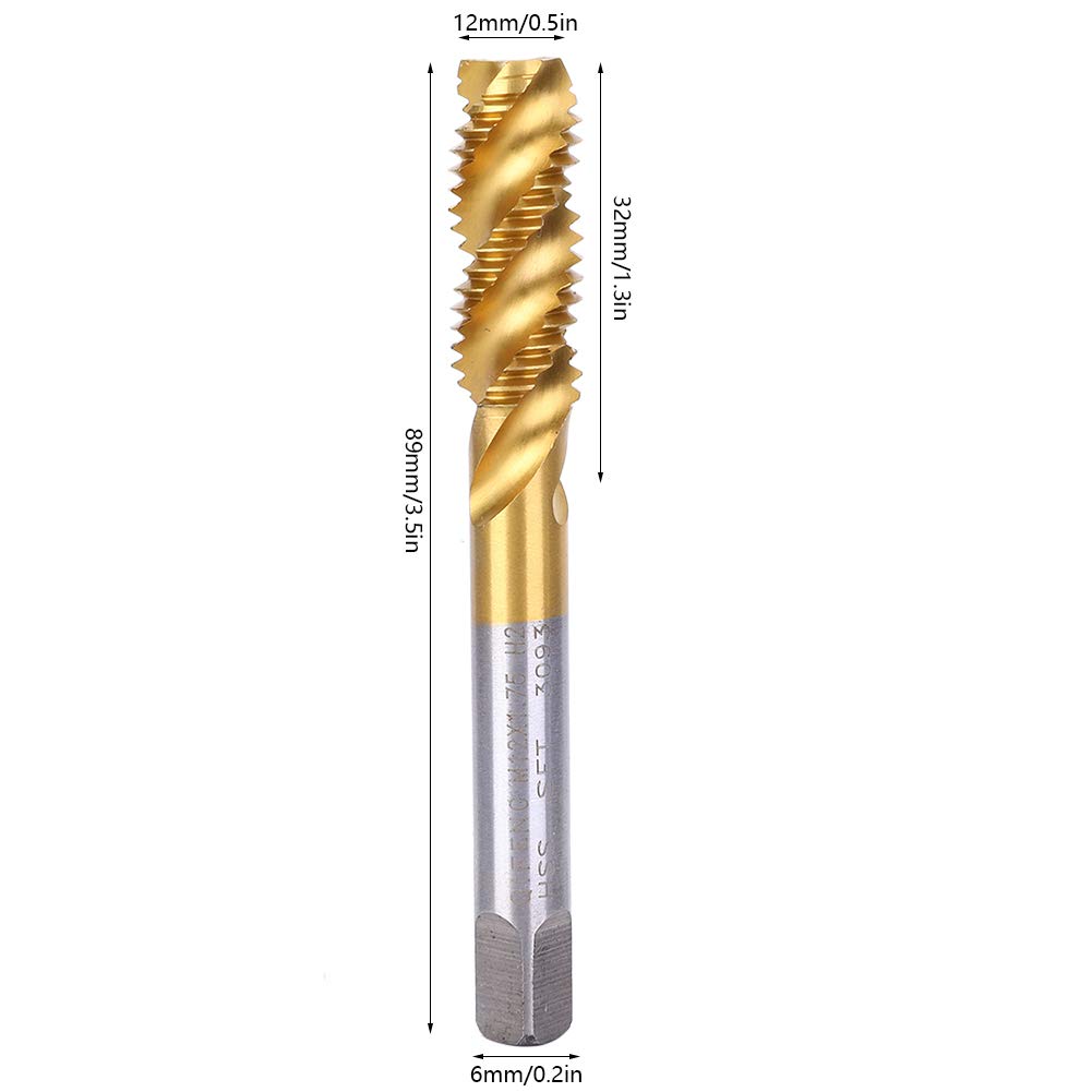 M12x1.75mm Spiral Fluted Tap, Practical Spiral Flute Thread Tap High Speed Steel Screw Tap Drill Tool for Steel Plate Copper, Sk601