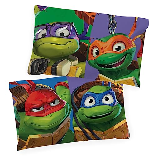 Jay Franco Nickelodeon Teenage Mutant Ninja Turtles Good Fight 2 Pack Reversible Pillowcases - Double Sided Pillow Covers, Kids Super Soft Bedding