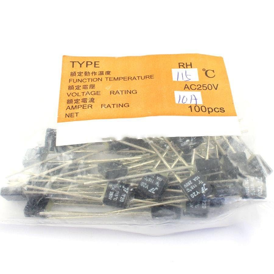 Generic 100 Pcs RH Thermal Fuse Cutoff TF 115 Degree 250V 10A