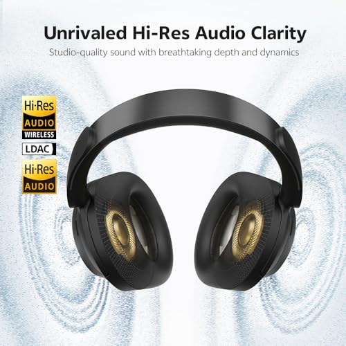 Image of QCY H3S Wireless Over-Ear Headphones, Hybrid Active Noise Cancelling Headphones, Hi-Res Wireless, 102H Playtime, Fast Charging, Comfort Fit, Dual Connection, Bluetooth 6.0(Black)