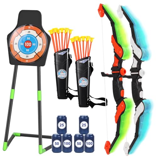 2 Set Ensemble Arc et FlèChe pour Enfants,Jouets d'extérieur pour Le Jardin,Kit Jouet pour Garcon Fille 4-12 Ans