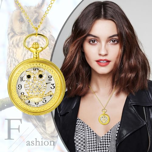 Image of JewelryWe Vintage Pocket Watch Cool Gear Steampunk Retro Pendant Necklace Watches for Men Women Halloween Costumes Daily and Office