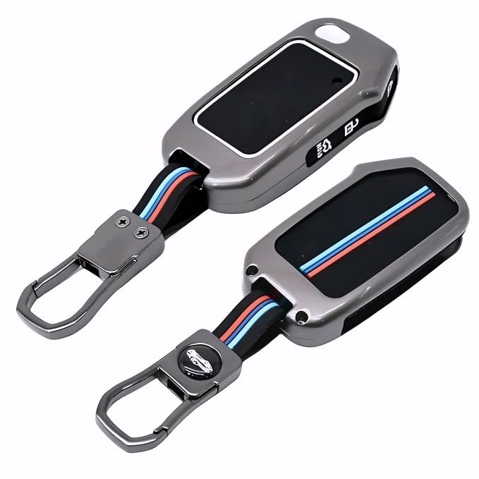 Image of Pack of 2 Metal Key Cover Compatible with Kia Seltos 2025 2024 | Sonet 2024 2025 | Carens | Flip 3 Button Remote